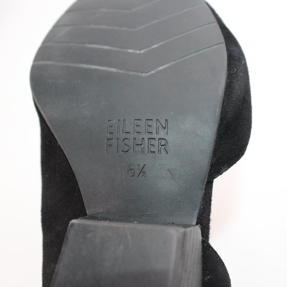 Eileen Fisher Black Suede Low Wedge Heels - Picture 12 of 12